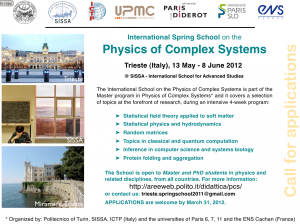 Spring School on the Physics of Complex Systems